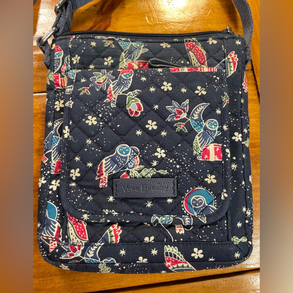 Vera Bradley Mini Hipster Crossbody Navy Bag Blue Holiday Owls
